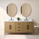 Vanity Art Bathroom Vanity With Sink, Natural Oak, 72", Double Sink, Matte Black
