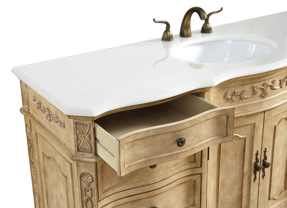 Bathroom Vanity, Antique Beige, 60", Single Sink