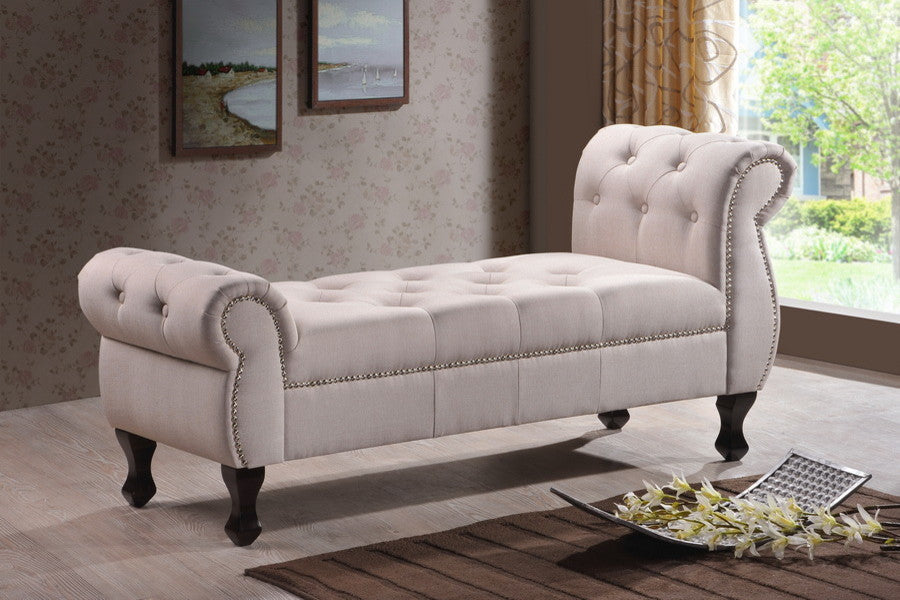 Ipswich Beige Linen Bench