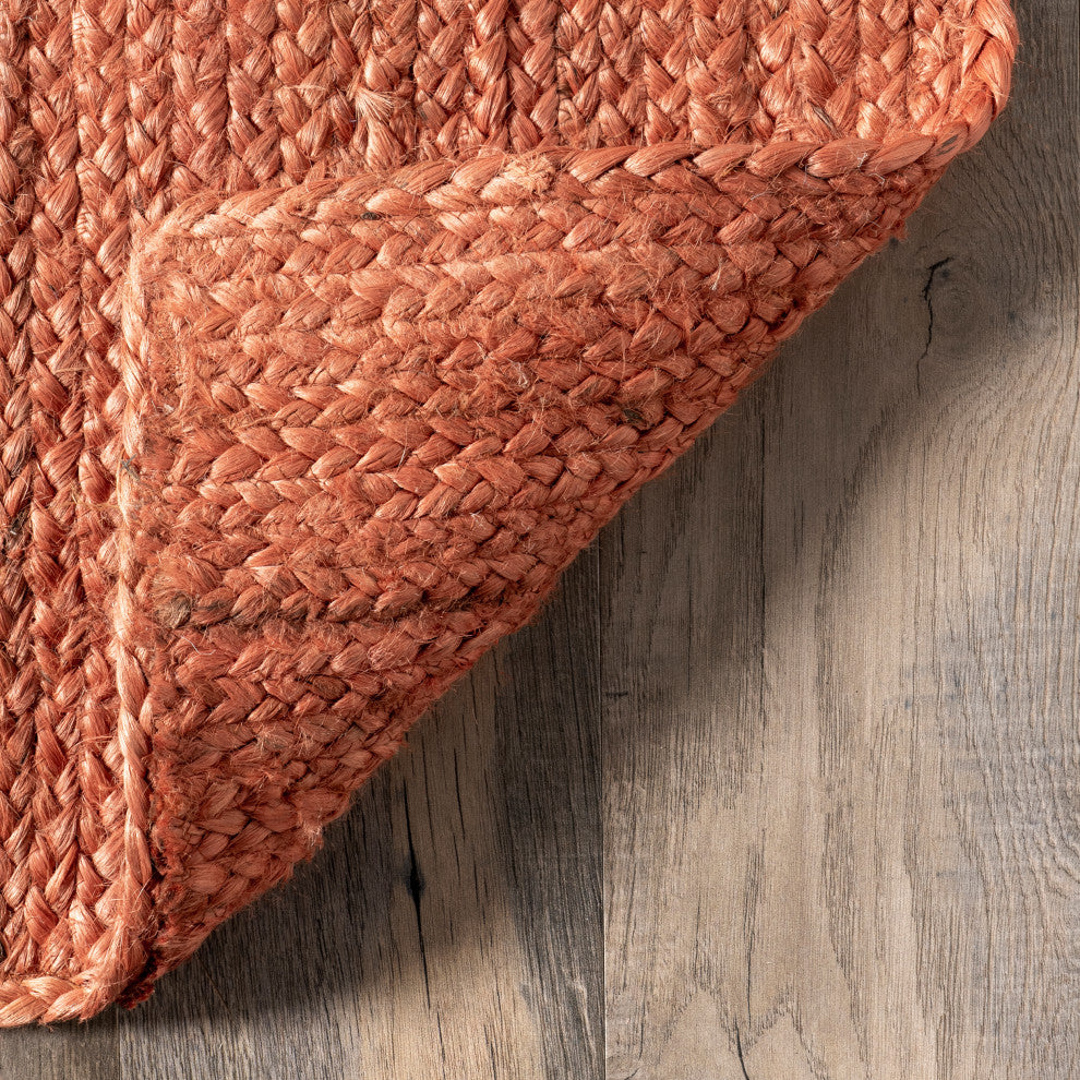 Nuloom Rigo Hand Woven Farmhouse Jute Rug, Rust 6' x 9'