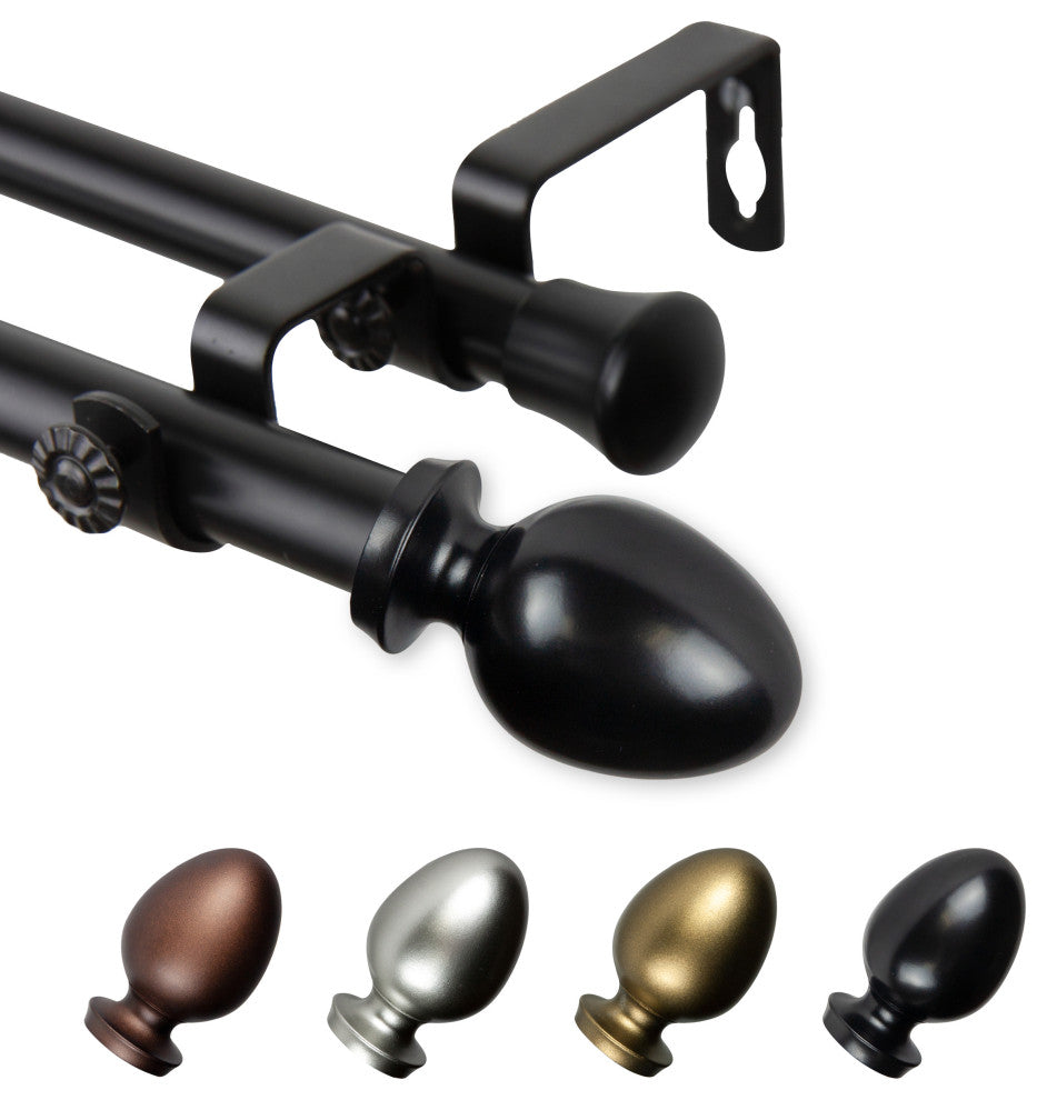 Faye 13/16" Double Curtain Rod Black