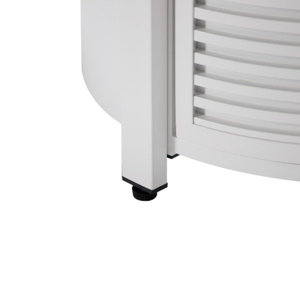 LeisureMod Walbrooke Patio Round Tank Holder With Slats Design, White