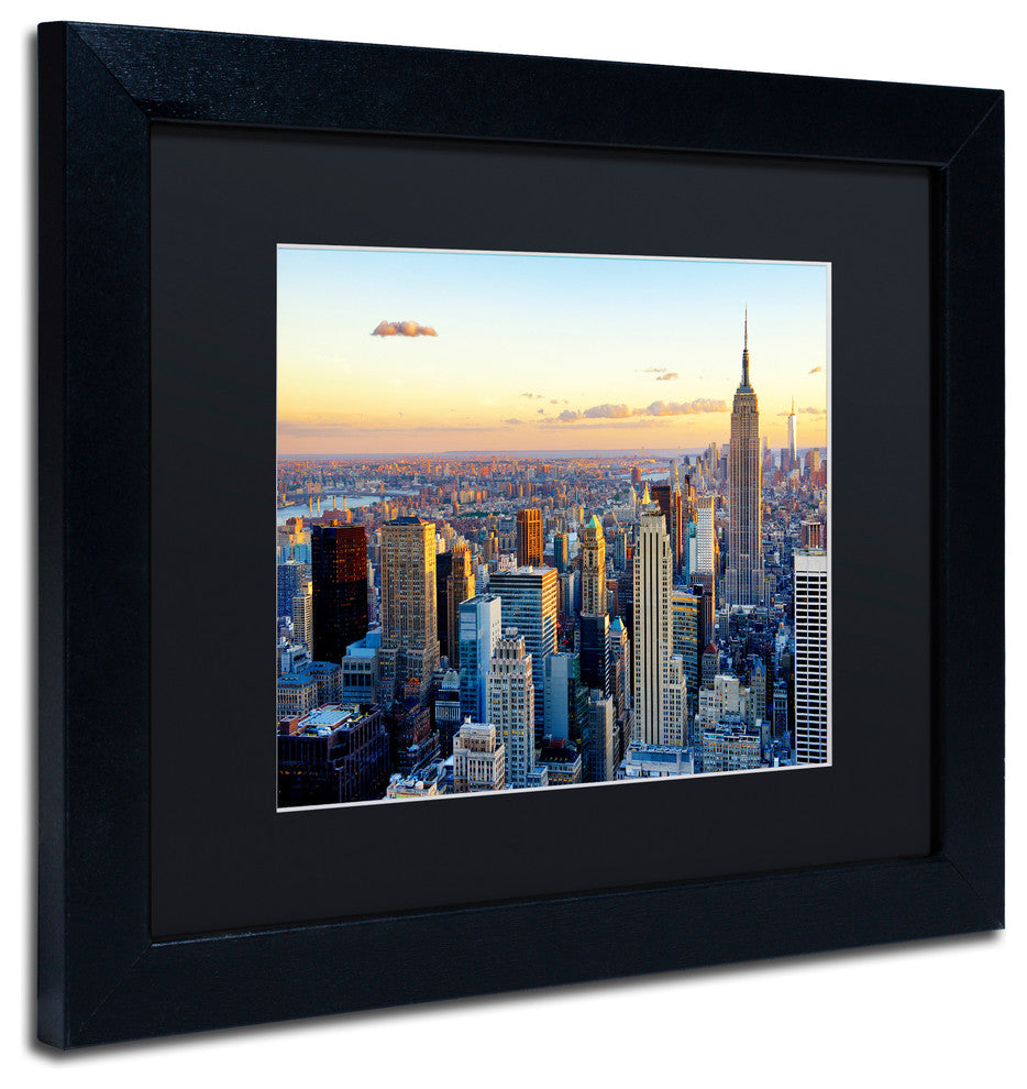 Philippe Hugonnard 'NYC at Sunset', Black Frame, Black Mat, 14x11