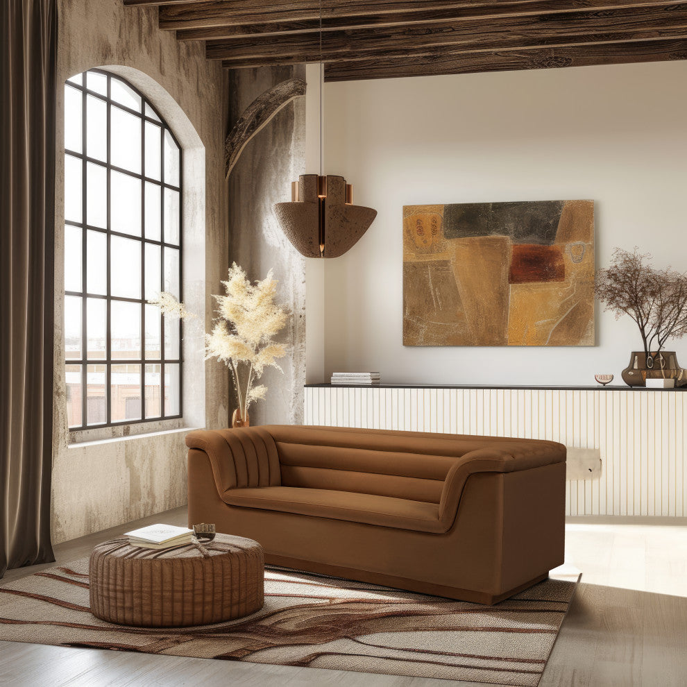 Cascade Upholstered Set, Saddle, Velvet, Loveseat
