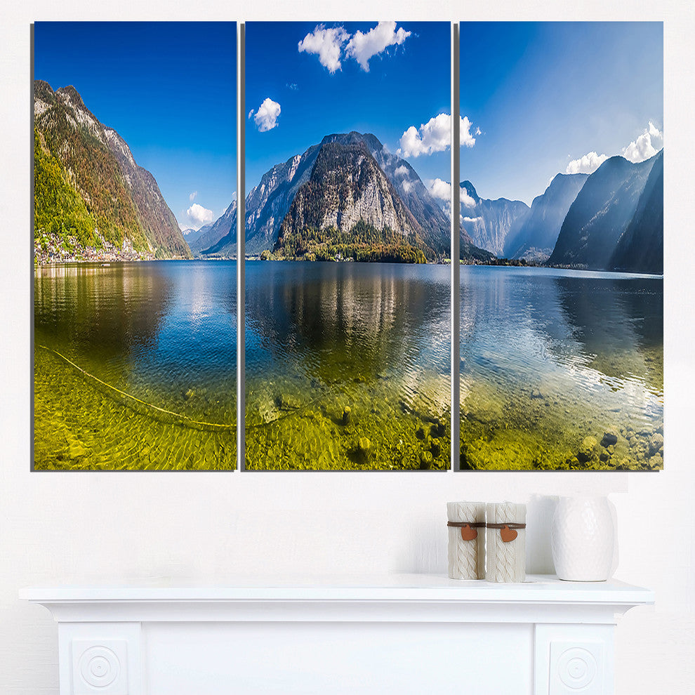 "Crystal Clear Mountain Lake in Alps" Metal Wall Art, 3 Panels, 36"x28"