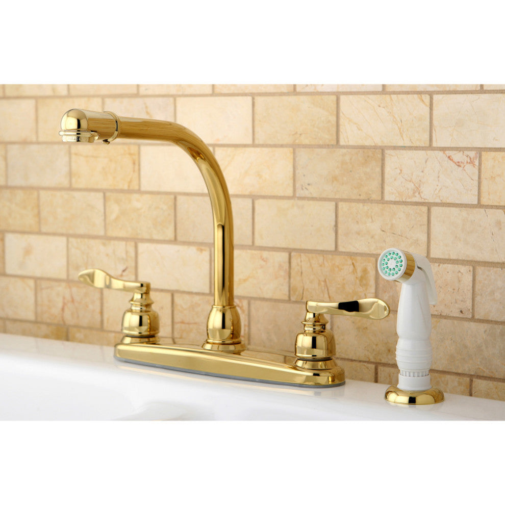 Kingston Brass Centerset Kitchen Faucet, Polished Brass