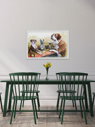 "Dogs Bar" Framed Painting Print, 18"x12"