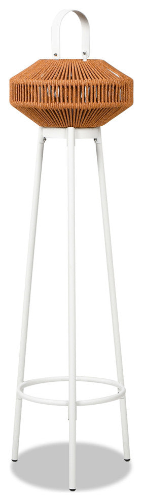 Nova Outdoor Patio Floor Lantern with USB Rechargeable LED Light, Heathered Orange