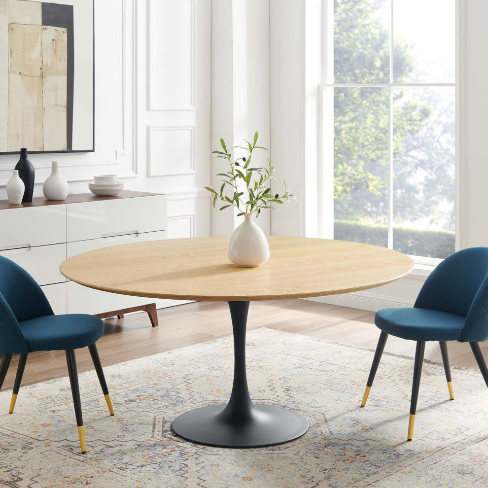 Dining Table, Round, Wood, Black Brown Natural, Modern, Cafe Bistro Restaurant