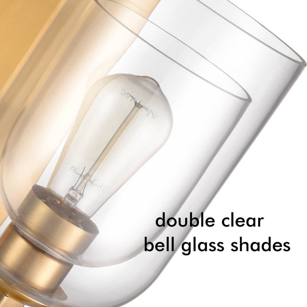 Modern Brass Wall Sconces With Double Glass Shade