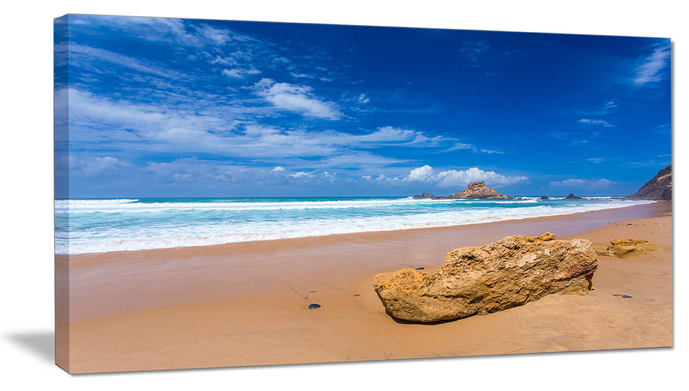 "Huge Brown Rock in Atlantic Seashore" Seashore Wall Art, 1 Panel, 60"x28"