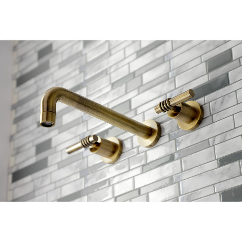 KS8023ML Two-Handle Wall Mount Tub Faucet, Antique Brass