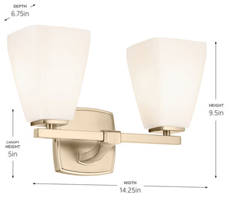 14.25" 2-Light Vanity Light With Opal Glass