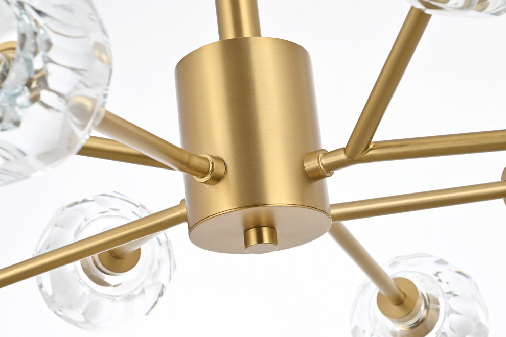 8 Light Pendant, Gold