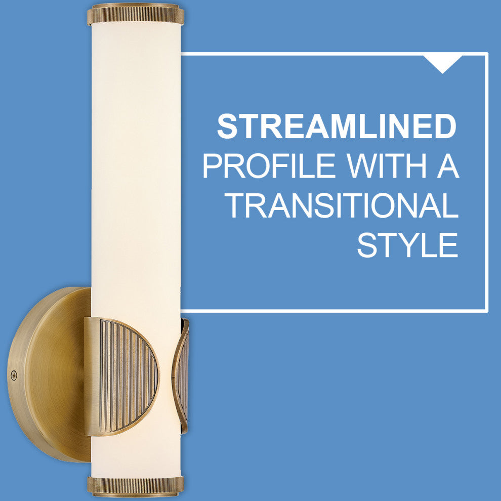 Hinkley Femi 22.5" Large LED Bath Vanity Light Lacquered Brass+Etched Opal Glass