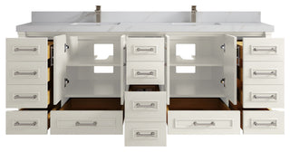 Aberdeen 84" Double Sink Bath Vanity, Alabaster 2" Calacatta Sienna