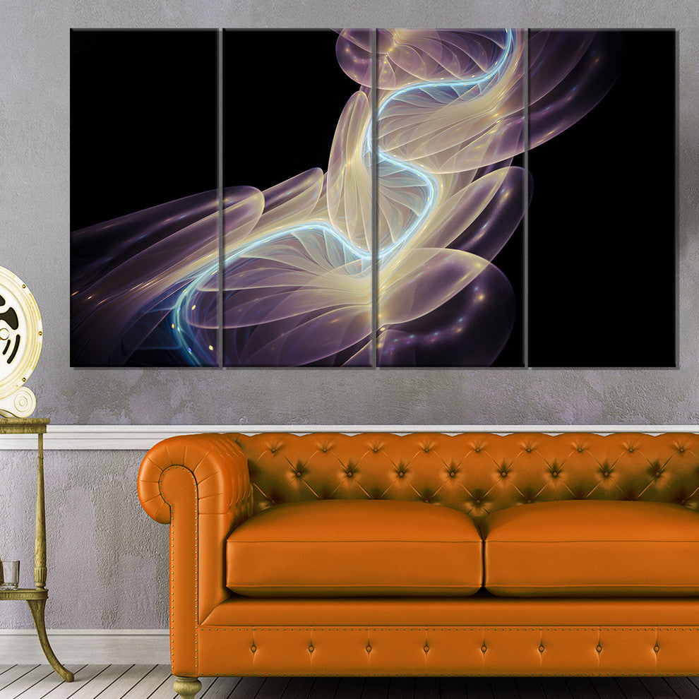 Elegant Fantasy Fractal Design, Abstract Canvas Art Print, 48"x28", 4 Panels
