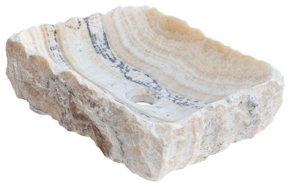 Honey Onyx Rustic Natural Stone Vessel Sink (W)13" (L)16" (H)5.5"