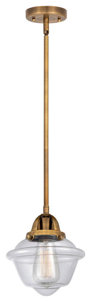 Small Oxford Mini Pendant, Brushed Brass, Clear, Clear