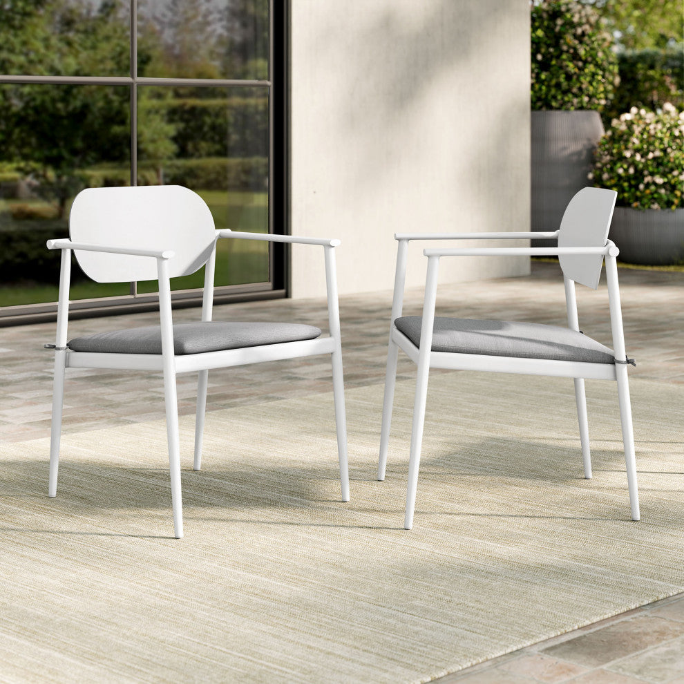 Aeris Stackable Aluminum Dining Armchair Set of 2, White