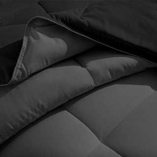 Bare Home Reversible Bed-in-a-Bag, Black/Gray, Black, King