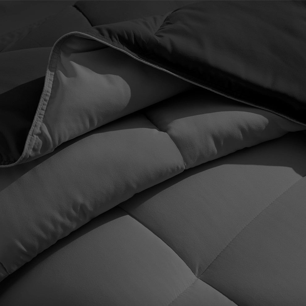 Bare Home Reversible Bed-in-a-Bag, Black/Gray, Black, King