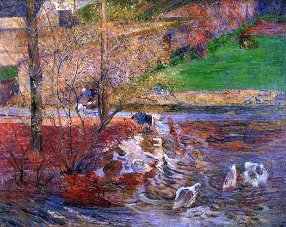 Paul Gauguin Landscape with Geese, 20"x25" Gallery Wrapped Canvas Print