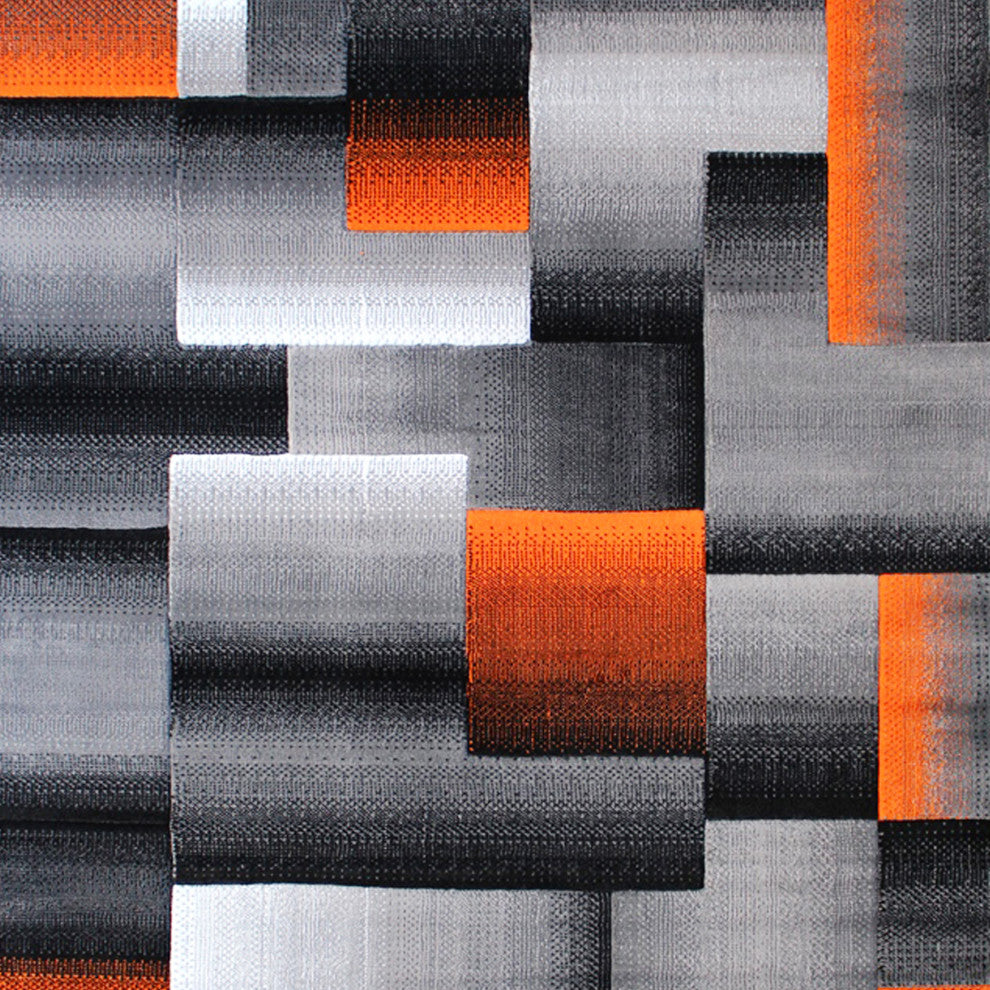 Angie Collection Rectangle 8' x 10' Blocked Area Rug, Orange