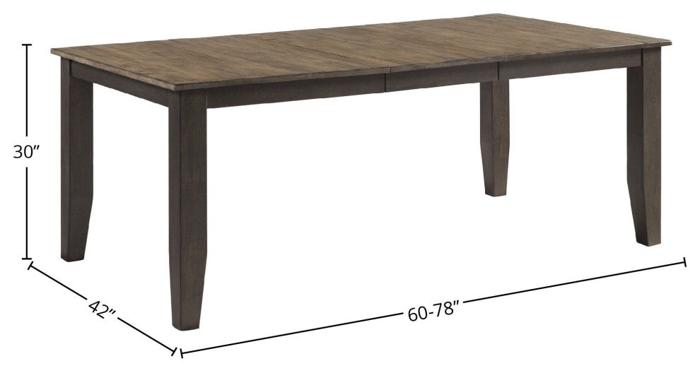 Beacon 60" Wide Dining Table With Self-Storing Leaf, Black and Walnut