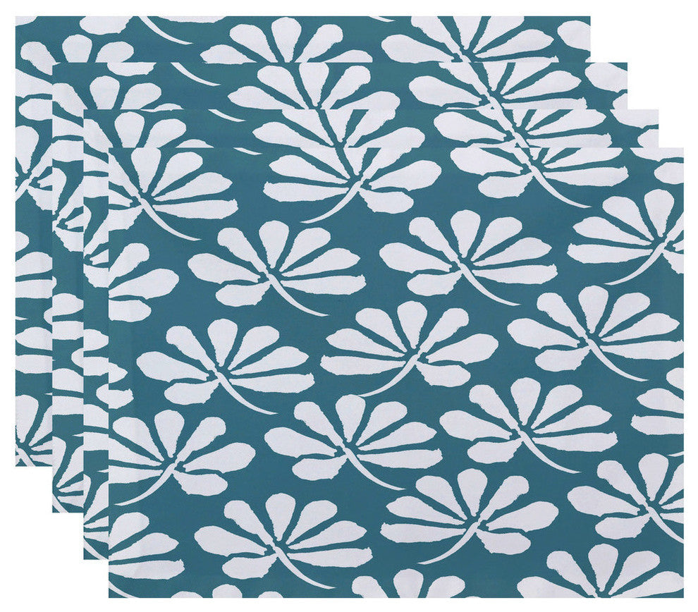 Ingrid, Floral Print Placemat, Aqua