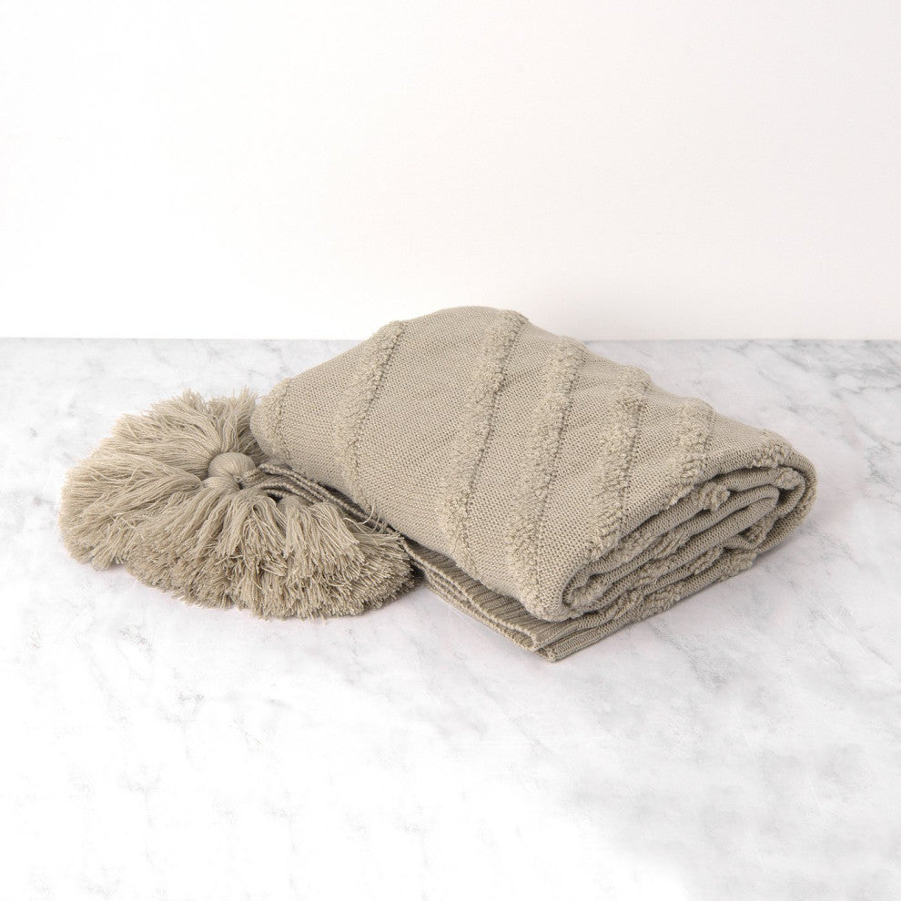 Diagonal Pattern Tassel Throw