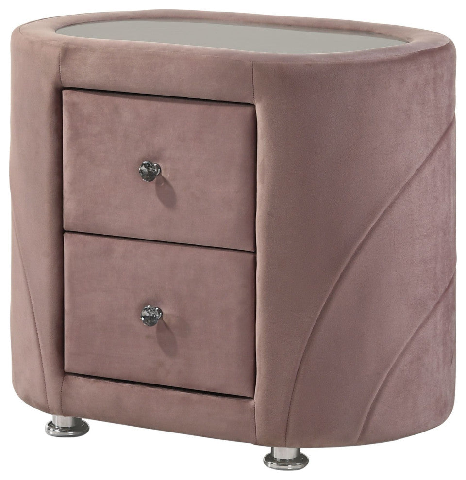 ACME Salonia Nightstand, Pink Velvet