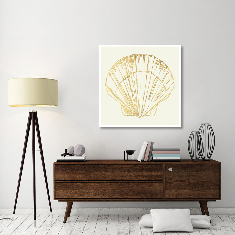 "Coastal Breeze Shell Sketches V" Digital Paper Print by Anne Tavoletti, 42"x42"