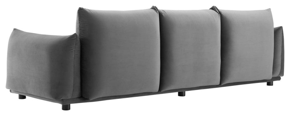 Sofa, Velvet, Gray, Modern, Living Lounge Room Hotel Lobby Hospitality