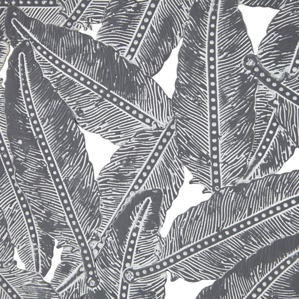 Madison Park Rossi Textured Feather 3-piece Metal Disc Wall Decor Set, Grey