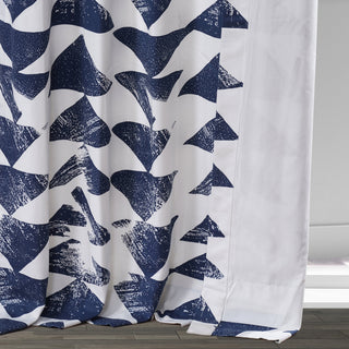 Traid Printed Cotton Twill Curtain, Indigo, 50"x108"