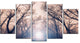 "Mysterious Sunlight in Forest" Landscape Photo Wall Art, 5 Panels, 60"x32"