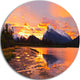 Sunset Above Vermilion Lakes, Landscape Photo Disc Metal Wall Art, 23"
