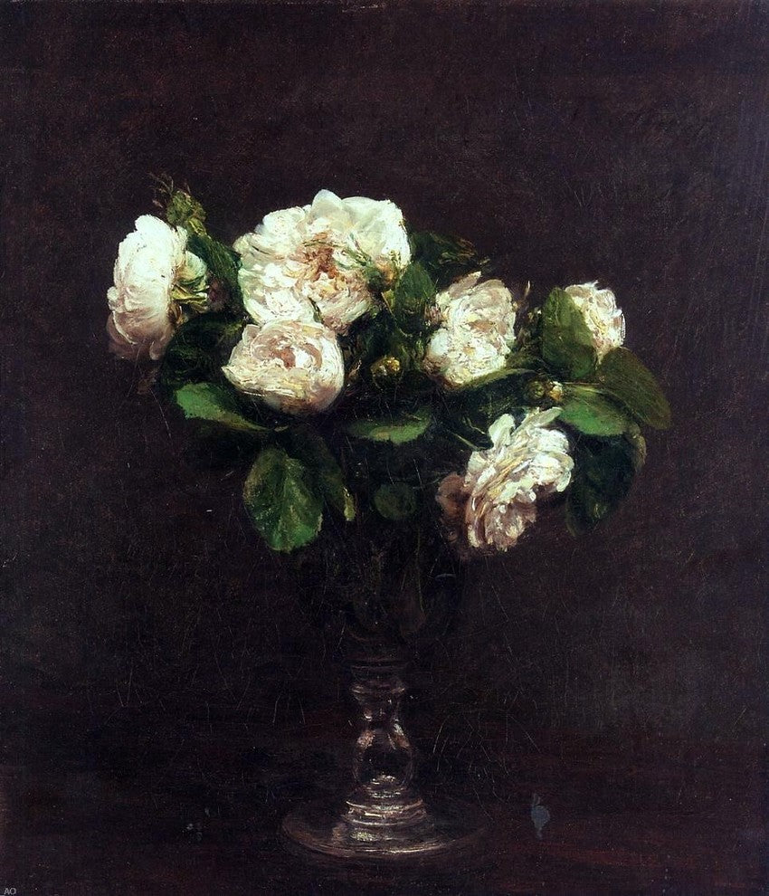 Henri Fantin-Latour White Roses, 20"x25" Wall Decal Print
