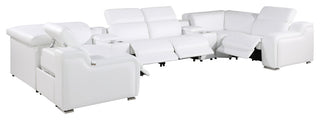 Marco-8-Piece 4-Power Reclining Italian Leather Sectional, White