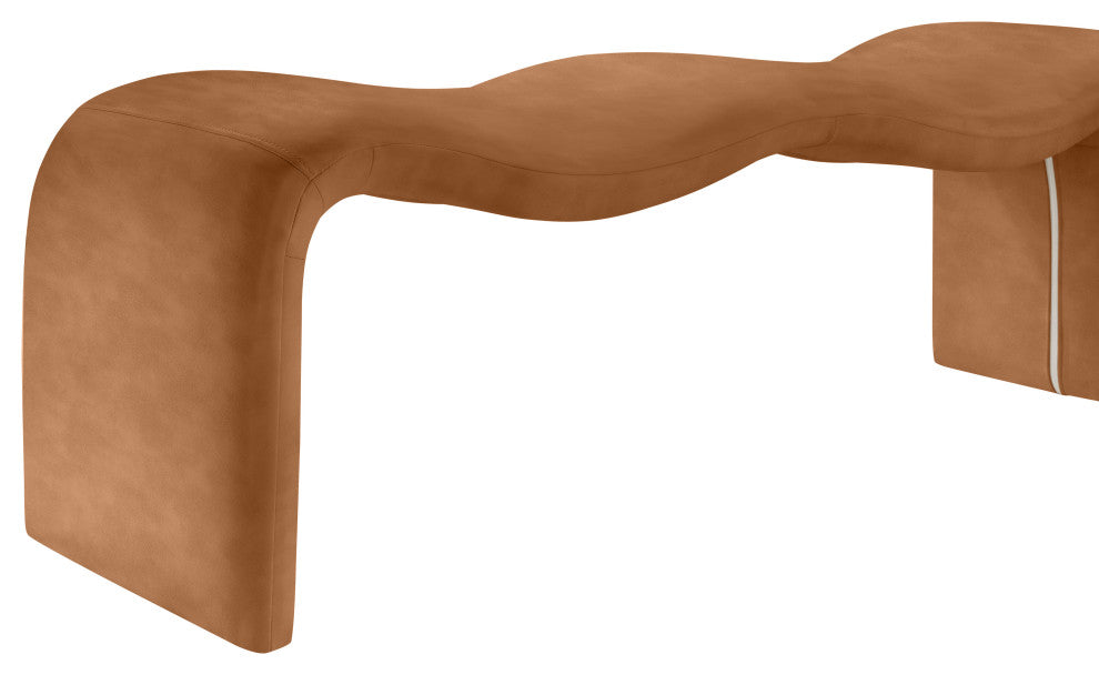 Willow Upholstered Bench, Cognac, Vegan Leather
