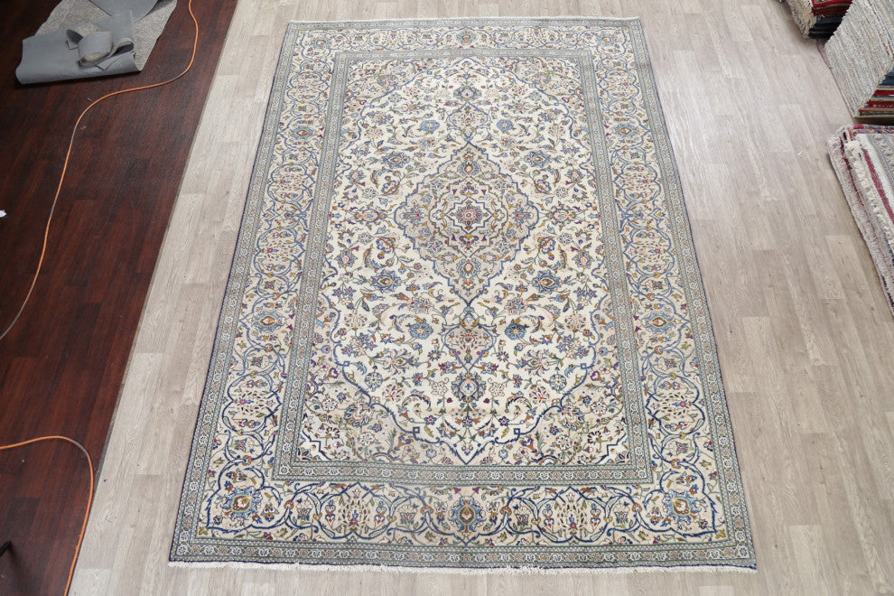 Consigned, Worn Oriental Vintage Traditional Persian Area Rug, Beige, 11'5"x8'1