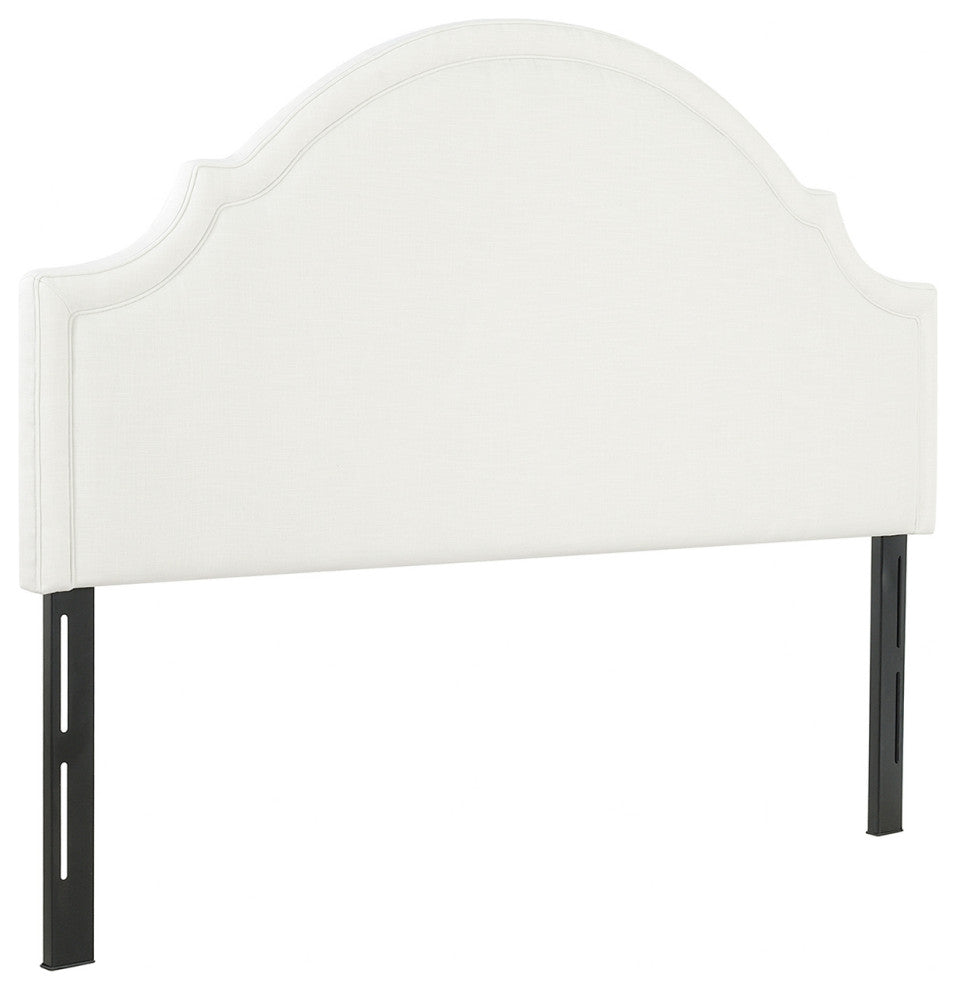 Catherine Arched Upholstered Camelback Headboard, Antique White Polyester, King
