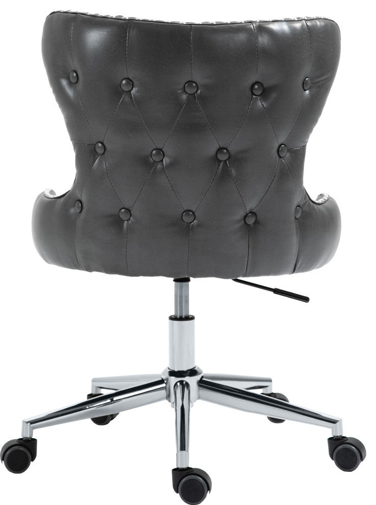 Hendrix Swivel and Adjustable Vegan Leather Office Chair, Gray, Rich Chrome Base