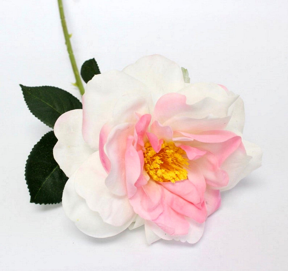 Orlane Large Rose Spray Stem, 15" Tall, Natural White, Pink