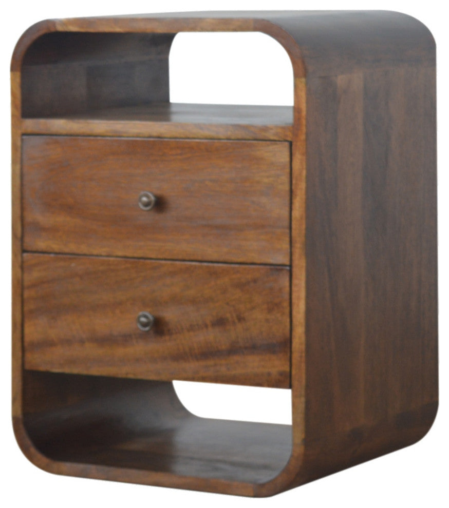 Chestnut Curve 2 Drawer Nightsand