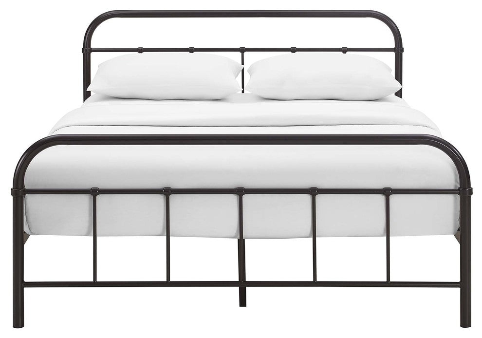 Modway Maisie Queen Stainless Steel Bed Frame, Brown