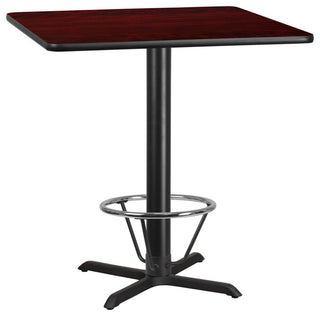 42" Square Mahogany Table Top With 33"x33" Ht Table Base and Foot Ring