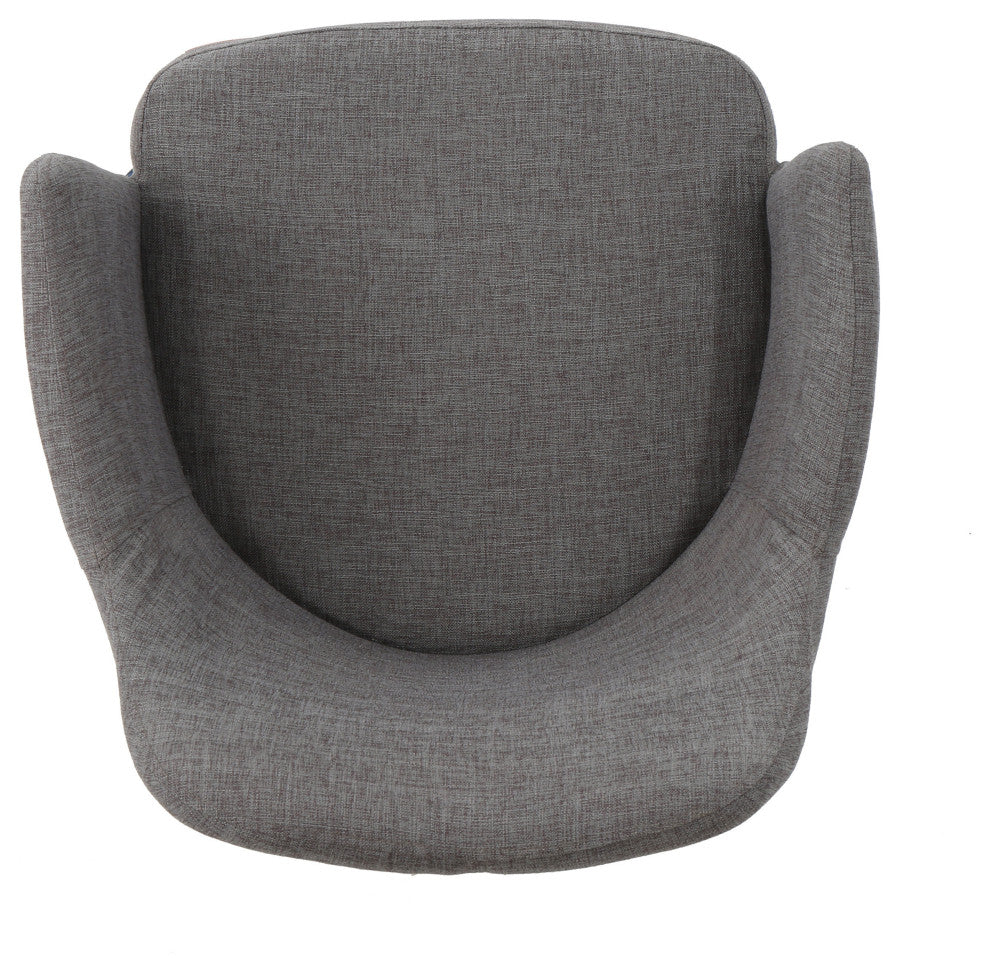 GDF Studio Serra Mid Century Fabric Dining Chairs, Set of 2, Light Gray/Dark Brown