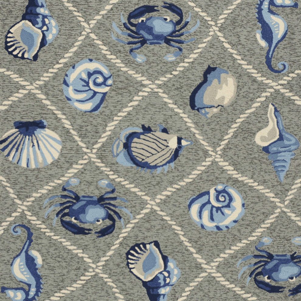 5' X 7' Grey Seaside Uv Treated Indoor Outdoor Area Rug